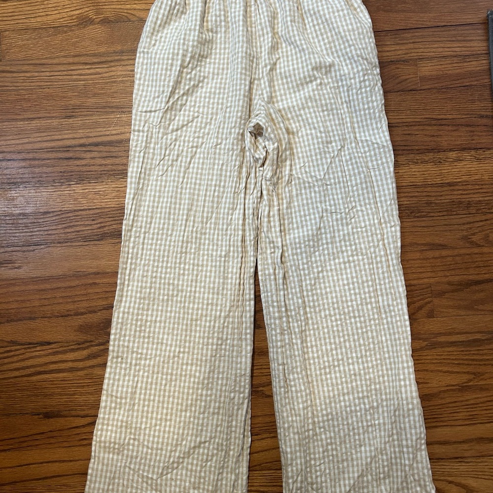 Wide Leg Gingham Pants in Cream - Picture 8 of 10